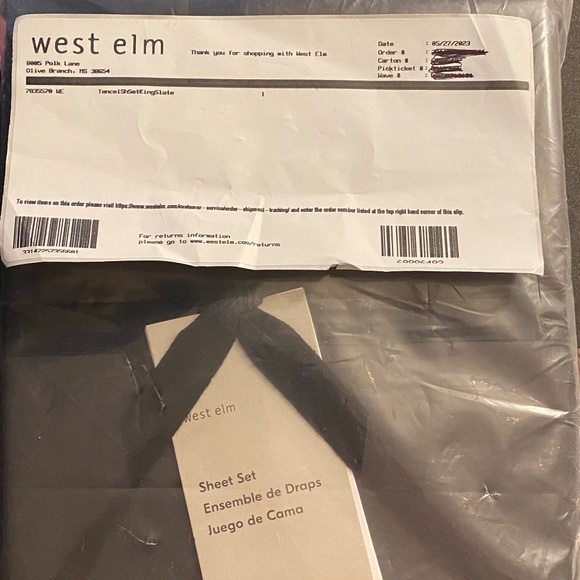 NWT West Elm TENCEL Sheet Set & Pillowcases (King, Slate) - Picture 2 of 2